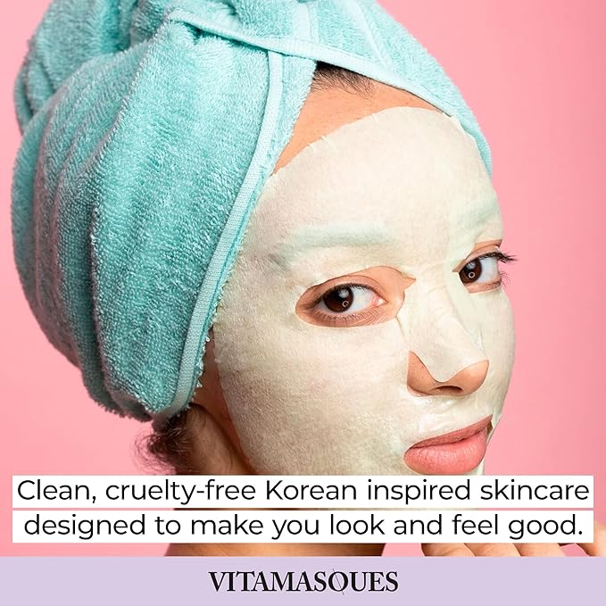 Vitamasques Probiotic Blackberry Face Sheet Mask 7 Pack - Facial Mask Rebalances & Repairs Skin with Multi Molecular Hyaluronic Acid - Natural & Biodegradable