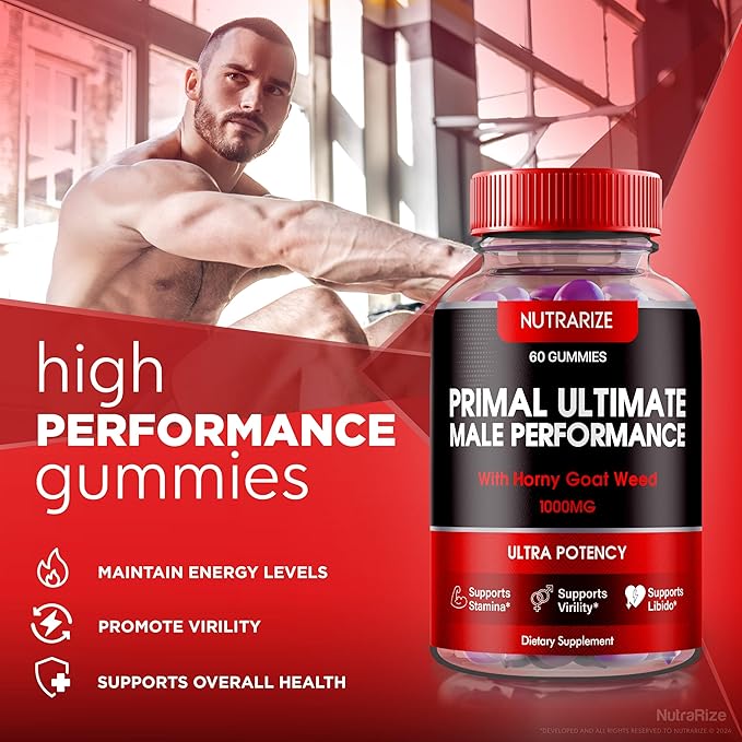 (3 Pack) Primal Ultimate Gummies, Official PrimalUltimate Performance Supplement, The Key to Regain Confidence, Premium Gummy, Official Prime Ultimate Reviews (180 Gummies)