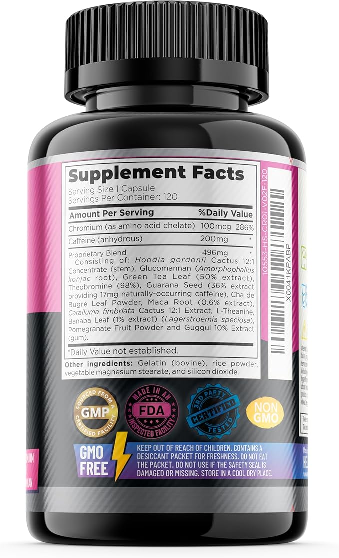 Appetite Suppressant for Weight Loss Women - Pills for Bloating Relief & Carb Blocker, Thermogenic Belly Fat Burner w/Chromium Caffeine Glucomannan - Diet Pills Work Fast, Pack of 2