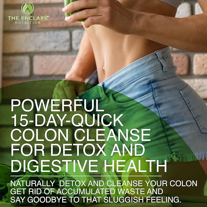 THE ENCLARE NUTRITION Colon Cleanse Fast-Acting Detox; Healthy Bowel Movement, Laxatives for Constipation Relief, Bloating, Probiotic, Fiber, Supports Regularity, Energy, Gut Immunity,Diet Pills (2)