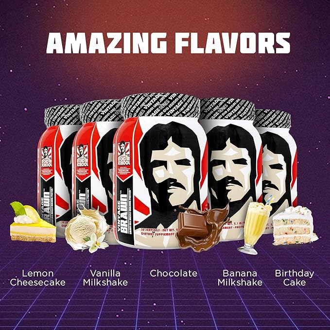 Vintage Brawn β Muscle-Building Protein Powder Isolate for Men & Women β Post-Workout & Anytime Recovery Drink β Premium Protein Isolate Sources: Egg, Milk, Beef β Banana Milkshake Flavor - 30 Scoops