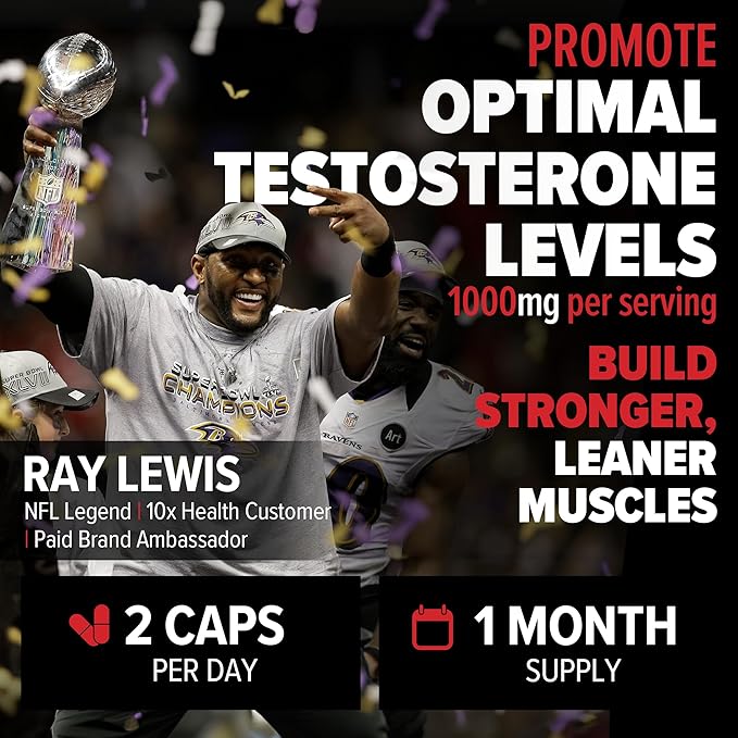 10X Health Alpha Testosterone Support - Muscle Builder & Testosterone Booster for Men with Tongkat Ali 1000mg, Muscle-enhancing Libido Booster & Testosterone Supplement for Men (60 Capsules, 2x Daily)