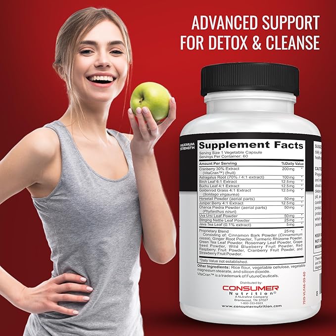 Kidney Support Supplement - Kidney Defense Kidney Detox & Cleanse - with Cranberry Extract, Astragalus Root, & More for Urinary Tract, Kidney and Bladder Support 60 Capsules