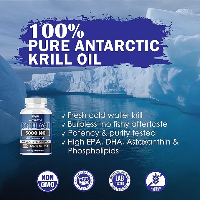 Dr. JOEL'S MOM NUTRIX Antarctic Krill Oil Supplement - 3000 mg Per Serving - 150 Softgels - High Absorption EPA, DHA, Astaxanthin & Phospholipid - No Fishy Aftertaste Like Fish Oil - Made in USA