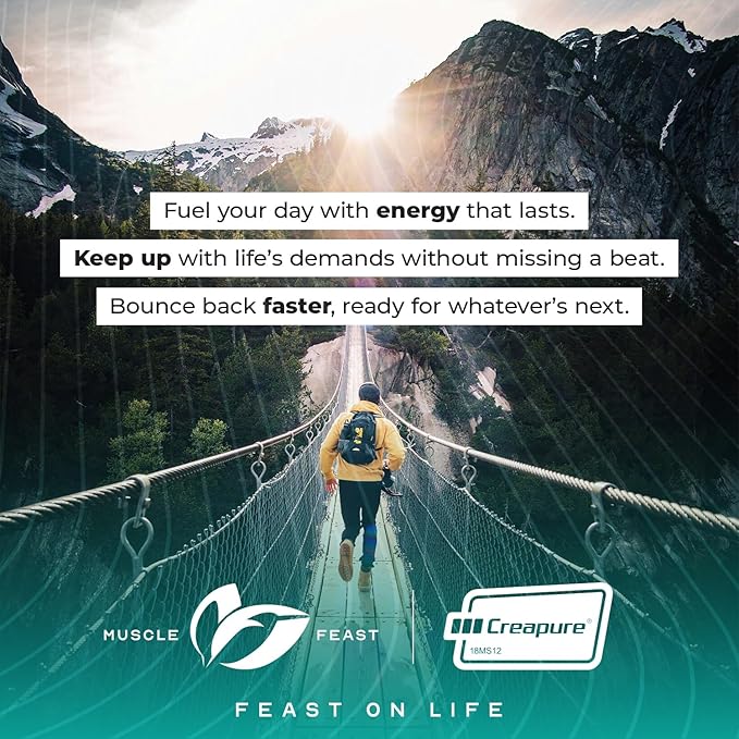 Muscle Feast Creapure Creatine Monohydrate Powder | Premium Pre-Workout or Post-Workout | Easy to Mix, Gluten-Free, Safe and Pure, Kosher Certified (2lb, Unflavored)