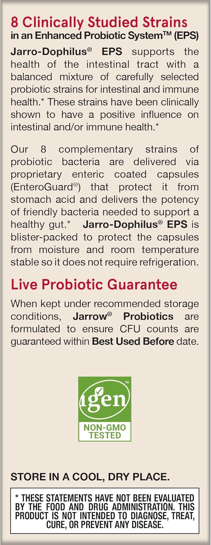 Jarrow Formulas Jarro-Dophilus EPS Probiotics 10 Billion CFU, Dietary Supplement for Intestinal Tract Support, Gut Health Supplements for Women and Men, 60 Veggie Capsules, 30 Day Supply (Pack of 12)