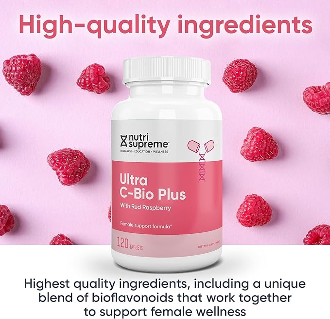 Nutri Suprme Ultra C-Bio Plus, Female Support Formula with Red Raspberry, Vitamin C, and Bioflavonoids , 120 Tablets, Vegetarian, Kosher