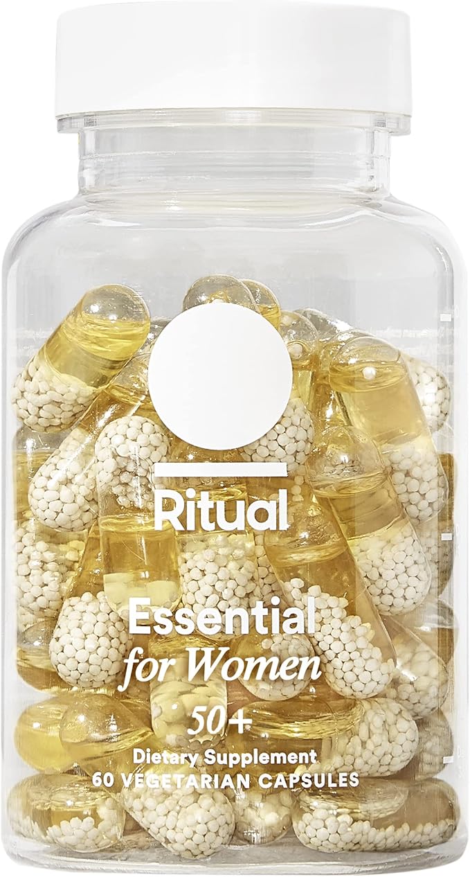 Ritual Multivitamin for Women 50+, Menopause Supplements with Vitamin D3, K2 and Magnesium for Bone Support*, Omega-3 DHA, Vitamin B12, Non-GMO, Mint Essenced, 30 Day Supply, 60 Vegan Capsules