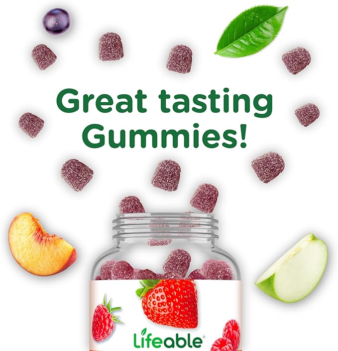 Lifeable Vitamin B Complex Gummies for Adults | with Vitamin C | Great Tasting Vitamin B Gummies | for Energy and Nerve System | Vegan B Complex Vitamins for Women, Men | 90 Gummies