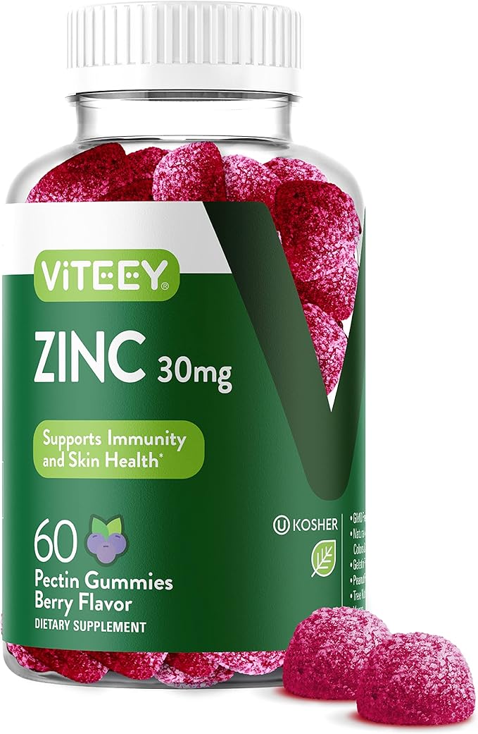 Zinc Gummies Adult & Teens - 30mg - Immune Health Support & Antioxidant Support - Vitamin Zinc Supplement - Vegan, Gelatin Free, GMO Free - Tasty Chewable Berry Flavored Gummy
