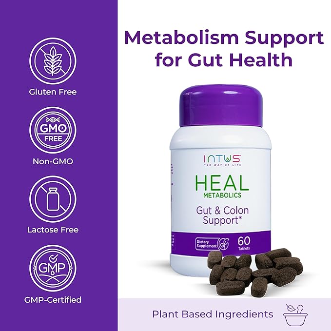 Intus Heal – Gut Health Intus Herbal Support for Digestive Support – Ayurvedic Blend for Complete Wellness – 60 Tablets for Men and Women