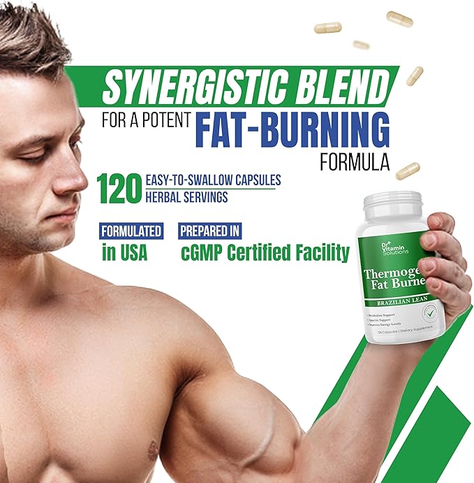 Thermogenic Fat Burner Brazilian Lean, Weight Loss Vitamins, Waist Trimmer & Supplements for Bloating (1 Bottle, 120 Capsules)