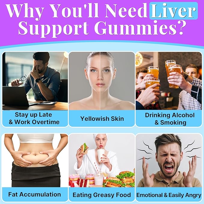 3000mg Liver Cleanse Detox & Repair Gummies | Milk Thistle 2000mg with Turmeric Dandelion Root & Artichoke for Liver Detox, Liver Support & Renew, Antioxidant, Gut, Skin - Fruit Flavor, 60 Gummies