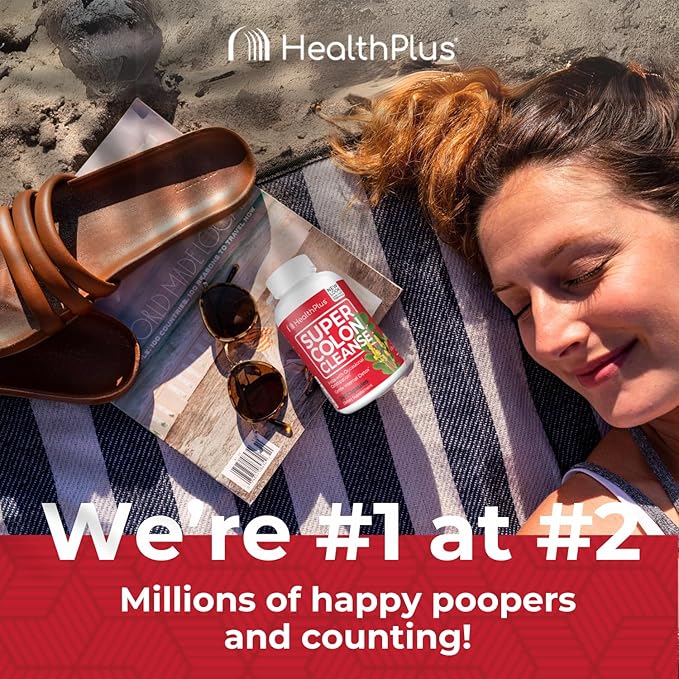 Health Plus Super Colon Cleanse 10 Day Gentle Gut Cleanse Detox, Psyllium Husk, Probiotics for Constipation Relief & Digestive Support, 240 Capsules