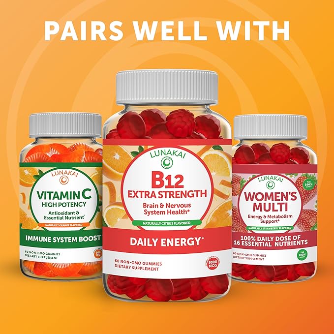 Vitamin E Gummies with Vitamin C - Tastiest Proprietary Formula - 250mg (400IU) Vit E - Antioxidant, Skin & Eye Health Support, Non-GMO, Vegan Vitamin E Supplement - Natural Vitamina E Gummy - 12 Pack