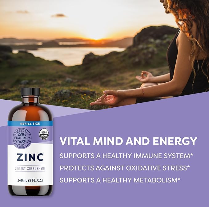 Vimergy Liquid Zinc Refill – Fast-Absorbing Immune Support* – Promotes Healthy Bones & Skin – USDA Certified Organic, Vegan, Non-GMO – 120 Servings (240 mL)