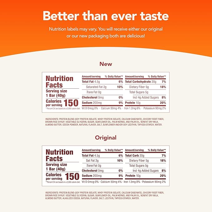 think! Protein Bars with Chicory Root for Fiber, Salted Caramel, Snack Bars without Artificial Sweeteners, 1.4 Oz, 10 Ct
