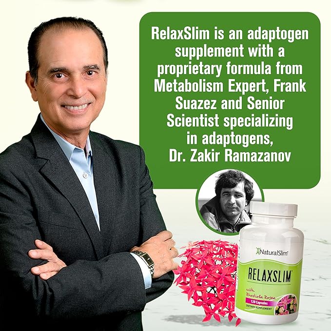 NaturalSlim Relaxslim Rhodiola Rosea & Adaptogenic Herb for Brain, Mood, Metabolism, Tension & Energy Support Supplement - 21 Different Natural Compounds Help Control Appetite - 120 Capsules