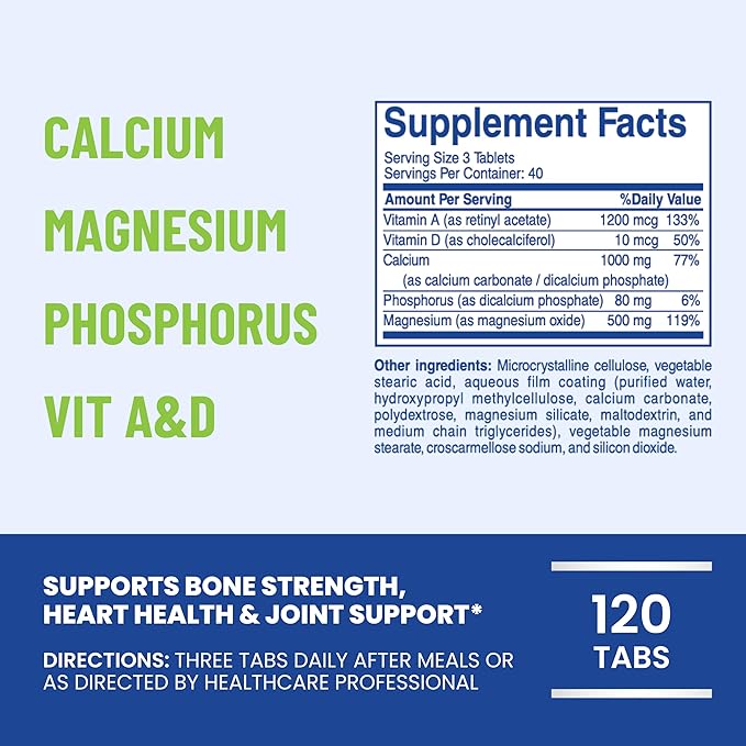 OsteoVit 5-in-1 Calcium 120 tabs Multivitamin: Calcium, Magnesium, Phosphorus, Vitamin D3 & A - Bone Strength & Flexibility*, Non-GMO Gluten Free | Calcium Supplement for Women & Men with Vitamin D
