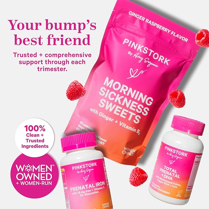 Pink Stork Premium Prenatal Gummy Vitamins with DHA, Folate, and Vitamin D - Multivitamin and Nutrient Blend for Neural Tube and Fetal Brain Development - Pregnancy Must Haves - 60 Vegan Gummies