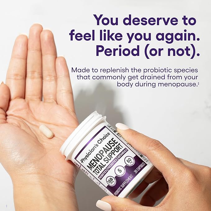 Physician's CHOICE Menopause Probiotic Supplement for Women - Supports Hormone Balance, Hot Flashes, Night Sweats, Weight Management, Bloating & Gut Health - with Black Cohosh, Resveratrol+ - 45ct