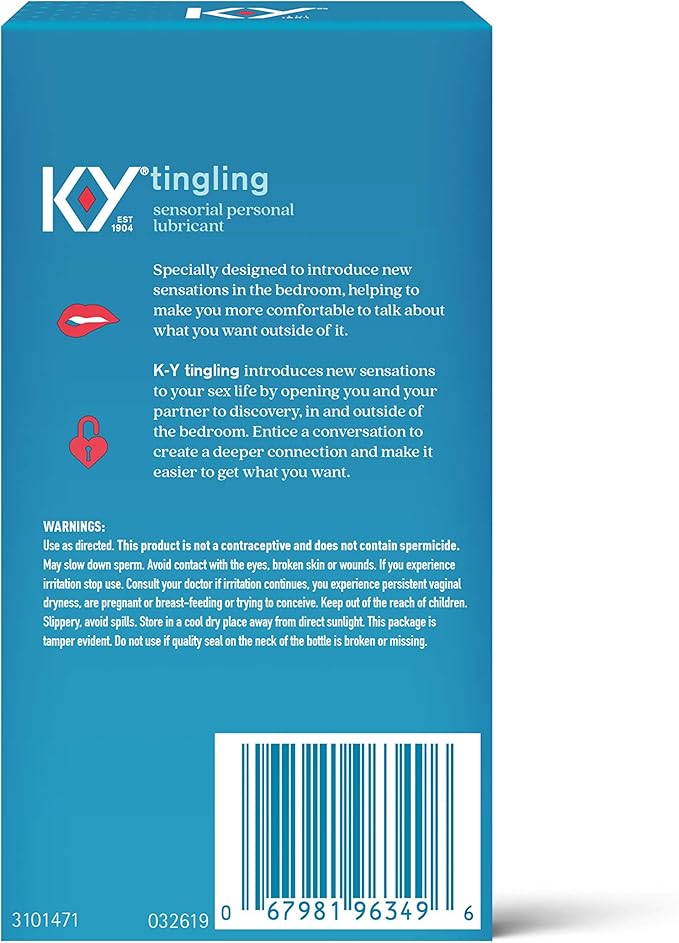K-Y Tingling Water Based Lube, Sensorial Personal Lubricant, 1.69 fl oz