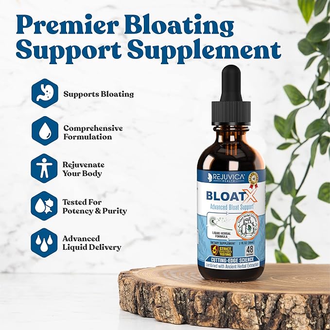 Rejuvica Health BloatX- Advanced Bloating Support Supplement - Liquid Delivery for Better Absorption - Fennel, Dandelion, Artichoke, Ginger & More!