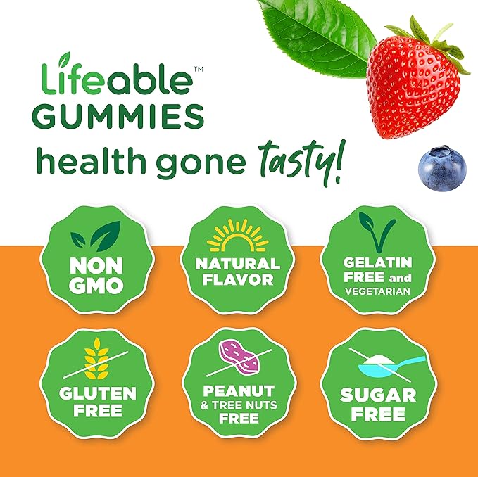 Lifeable Sugar Free Vitamin C – 250 mg – Great Tasting Natural Flavor Gummy Supplement – Vegetarian GMO-Free Chewable Vitamins – for Immune Support – for Adults – 90 Gummies