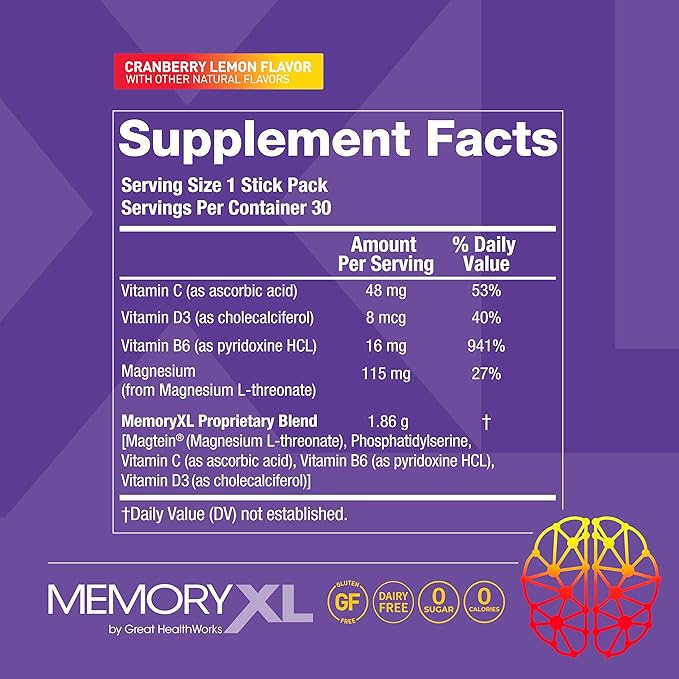 OmegaXL Joint Support Supplement, for Relief - Natural Muscle Support, Green Lipped Mussel Oil, 60 Count & MemoryXL, Magnesium L-Threonate: Brain Supplement for Memory & Focus Cranberry Lemon 30 Pack