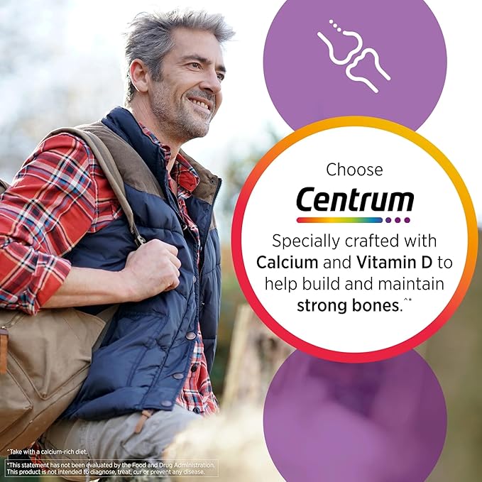 WW Centrum Silver Men's Multivitamin for Men 50 Plus 275 Tablets, Multivitamin/Multimineral Supplement with Vitamin D3, B Vitamins + 7-Day Travel Pill Organizer