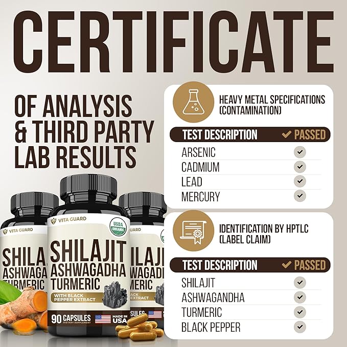 Himalayan Shilajit with Turmeric Curcumin & Ashwagandha - 1610mg High Potency Vegan Capsules, Fulvic Acid, 95% Curcuminoids for Joint Support, Mood Enhancement, Immune Boost, 90 Count