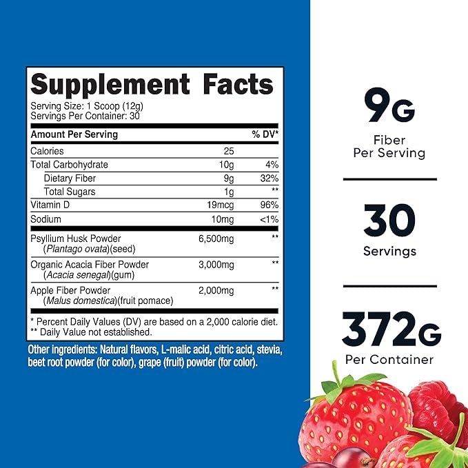 Nutricost Soluble Fiber (Berry Flavored) 30 Servings - Vegan, Non-GMO, Gluten Free
