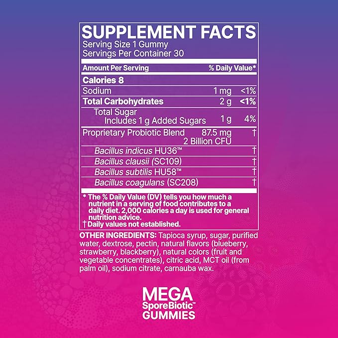Microbiome Labs MegaSporeBiotic Kids Probiotic - Spore Based Gummy Probiotics for Kids - Supports Gut Health & Immunity with Bacillus Probiotic Blend - Berry Flavored (30 Gummies)