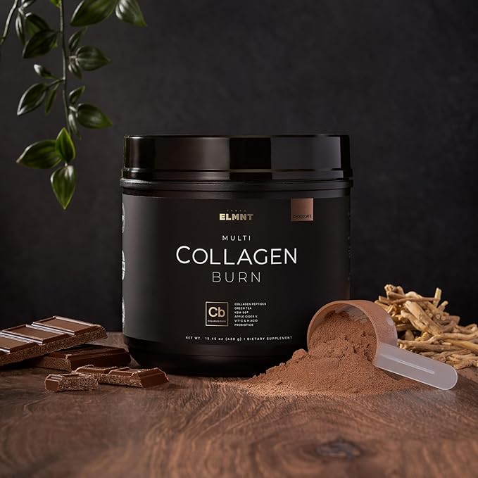 ELMNT Premium Chocolate Collagen for Women Weight Loss & Beauty w. Probiotics, ACV, KSM66, Hyaluronic Acid, Biotin & Patented Multi Collagen Peptides Protein Powder - Colageno Hidrolizado for Women