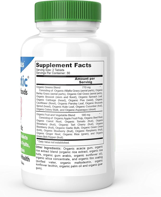 DrFormulas Organic Prebiotic Fiber for Constipation Relief | Nexabiotic Superfood Tabs for Probiotic Digestive Health, 60 Tablets
