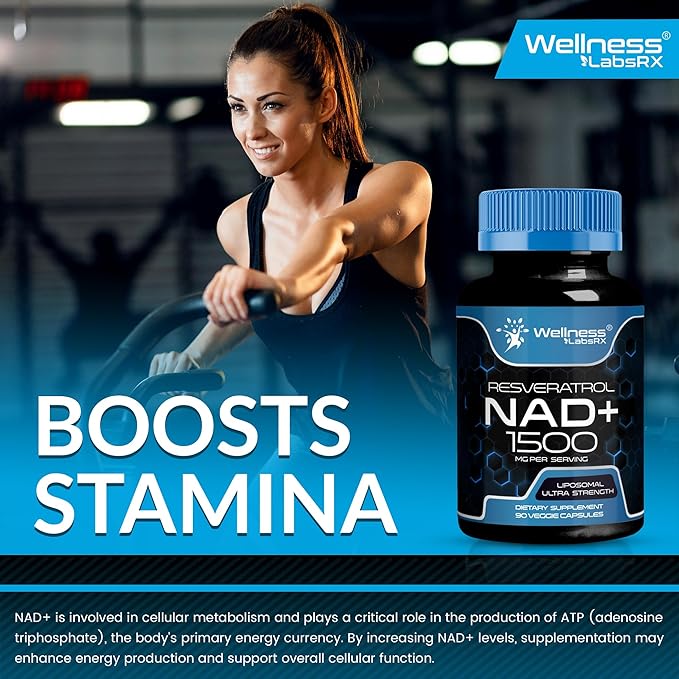 NAD Supplement, 1500mg - Liposomal NAD+ Supplement with Resveratrol, NAD Plus Boosting Supplement - Support Cellular Health, Stamina & Healthy Aging - Ultra Strength Capsules - 2 Pack