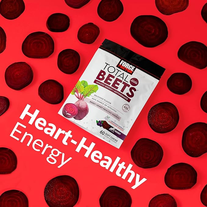 Force Factor Total Beets Soft Chews with Beetroot, Nitrates, L-Citrulline, Grapeseed Extract, & Antioxidants, Healthy Energy Supplement with Elite Ingredients for Heart, Superfood, 120 Count, 2-Pack