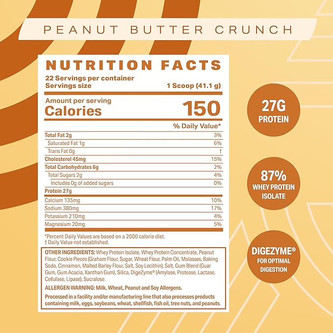 Podium Nutrition, Whey Protein Powder, Peanut Butter Crunch, 22 Servings, 27g of Whey Protein Per Serving
