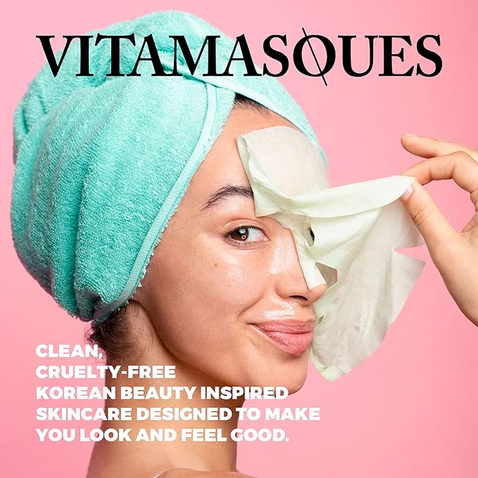 Vitamasques Vegan Collagen Lychee Face Sheet Mask Plumping & Moisturizing Facial Mask with Lychee Extract & Hyaluronic Acid - Natural & Biodegradable