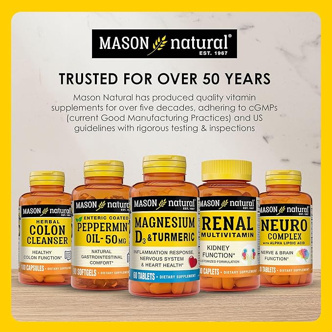Mason Natura NAC N-Acetyl-L-Cysteine 500 mg, 6 Month Supply, Supports Normal Cellular Health, Immune System Booster for General Wellness, 3 Pack