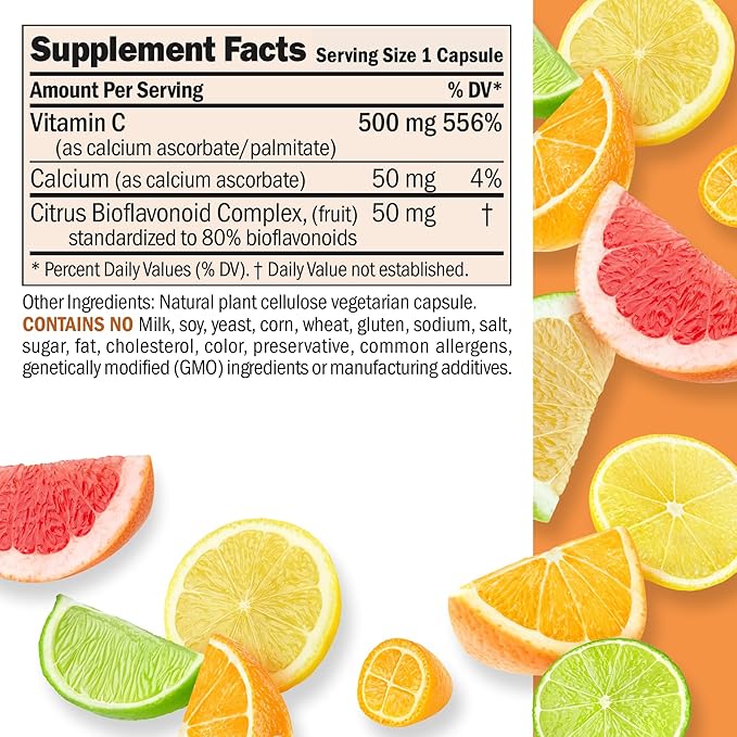 Andrew Lessman Vitamin C 500 Complex 180 Capsules – Non-Acidic Vitamin C Plus Citrus Bioflavonoids for Immune System and Anti-Oxidant Support, No Stomach Upset, Small Easy to Swallow Capsules