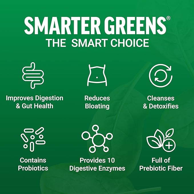 Force Factor Smarter Greens Superfoods Powder to Support Digestion, Gut Health, Bloating, Greens Powder with Probiotics, Prebiotics, Digestive Enzymes, & Adaptogens, Pomegranate Berry, 60 Servings