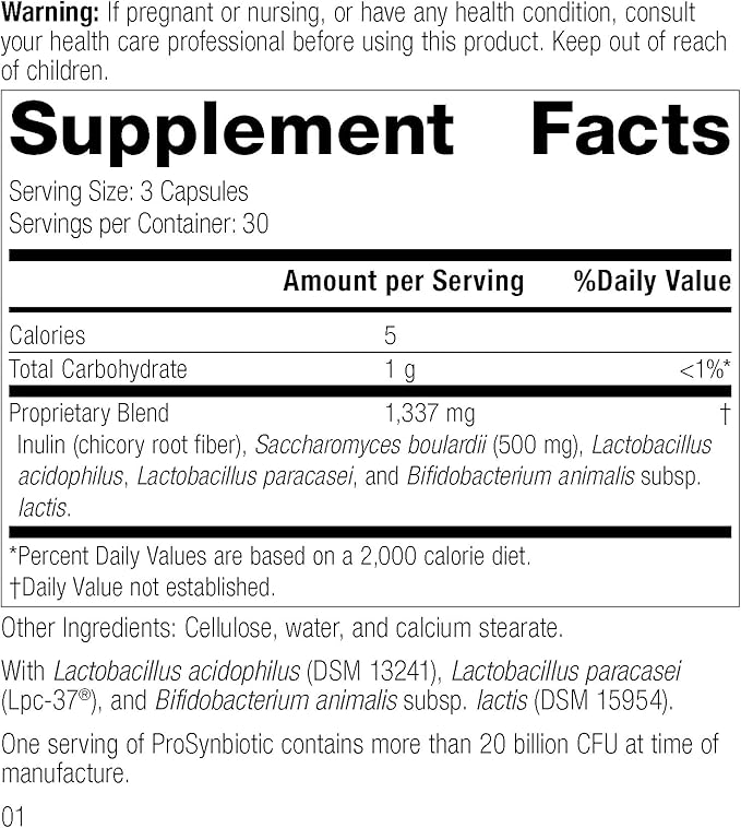 Standard Process ProSynbiotic - Whole Food Bowel, Immune Support, Digestion and Digestive Health with Bifidobacterium, Chicory Root, Lactobacillus Acidophilus, and Inulin - Vegetarian - 90 Capsules