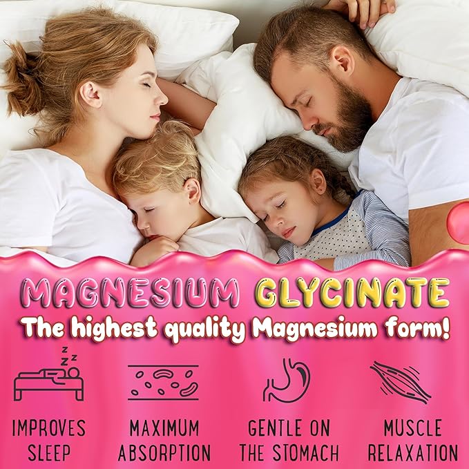 Magnesium Glycinate Gummies 400mg - Magnesium for Sleep, Calm, Relax & Muscle Relief with B6 & D3 and No Melatonin - Family-Friendly for Kids, Teens & Adults - Vegan & Non-GMO Supplement - 120 Count