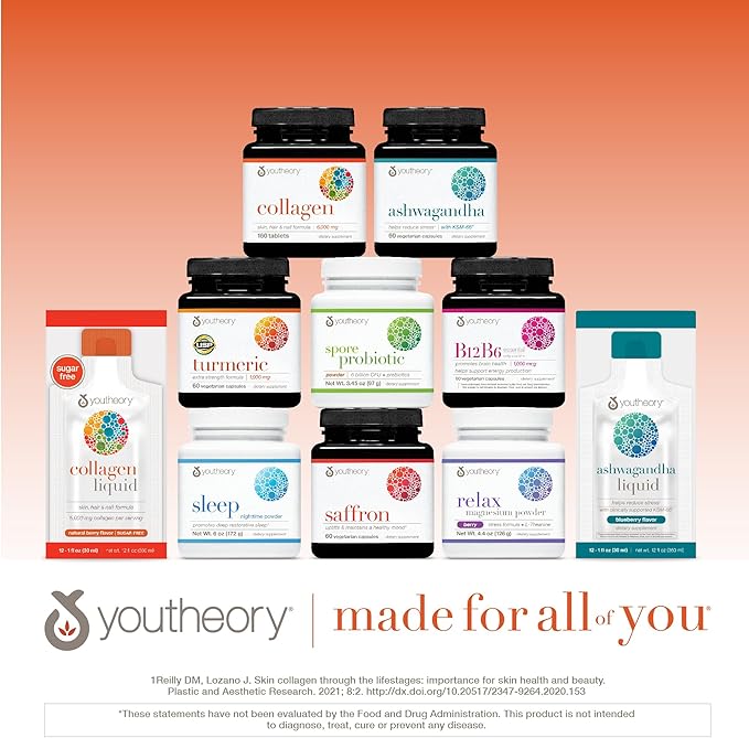 Youtheory Collagen Powder - Premium Collagen Supplement with Vitamin C & Biotin - Supports Healthy Hair, Nails, Skin & Joints* - Dairy, Soy & Gluten Free - Unflavored, 10 oz