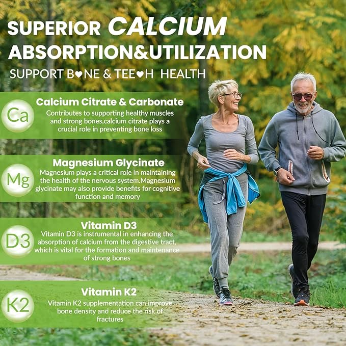 Calcium Magnesium Zinc Gummies for Adult: 1200mg Calcium Citrate 400mg Magnesium Glycinate with D3 B12 - Sugar Free High Absorption Supplement for Women Men (60 Count(Pack of 2))