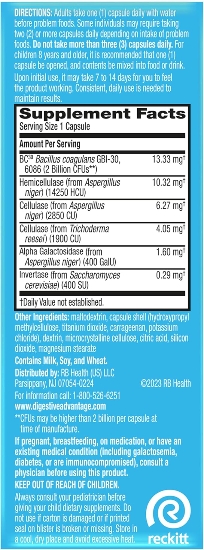 Digestive Advantage Gas Defense, Daily Probiotics for Women & Men Digestive Health with 5 Digestive Enzymes, Supports Gut Health & Stops Gas Before Start, with Immune Support, 32 Capsules