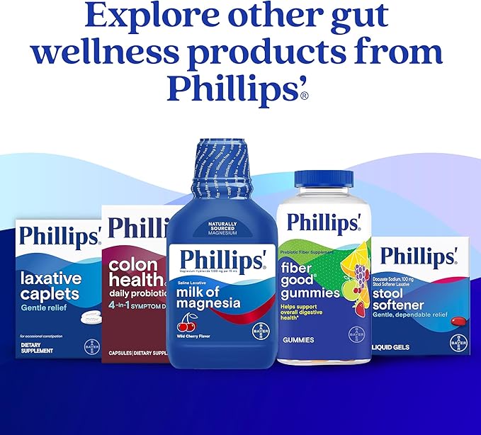Phillips' Colon Health Daily Probiotic Capsules, 4-in-1 Symptom Defense to Help Defend Against Occasional Gas, Bloating, Constipation, and Diarrhea, Daily Supplement, 90 Count