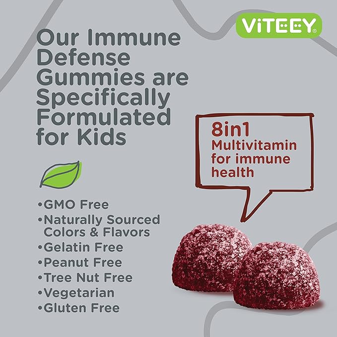 Kids Multivitamin Gummies with Probiotics - 8-1 Kids Vitamins for Immune Health Support with Vitamin C, D3, B12, B6, Zinc, Elderberry, Selenium - Vegetarian - Chewable Tasty Berry Flavored Gummy