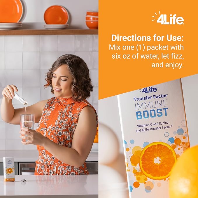 4Life Immune Boost - Wide Spectrum Immune Defense Transfer Factor, zinc, and Vitamin C - 5 Powder Packs